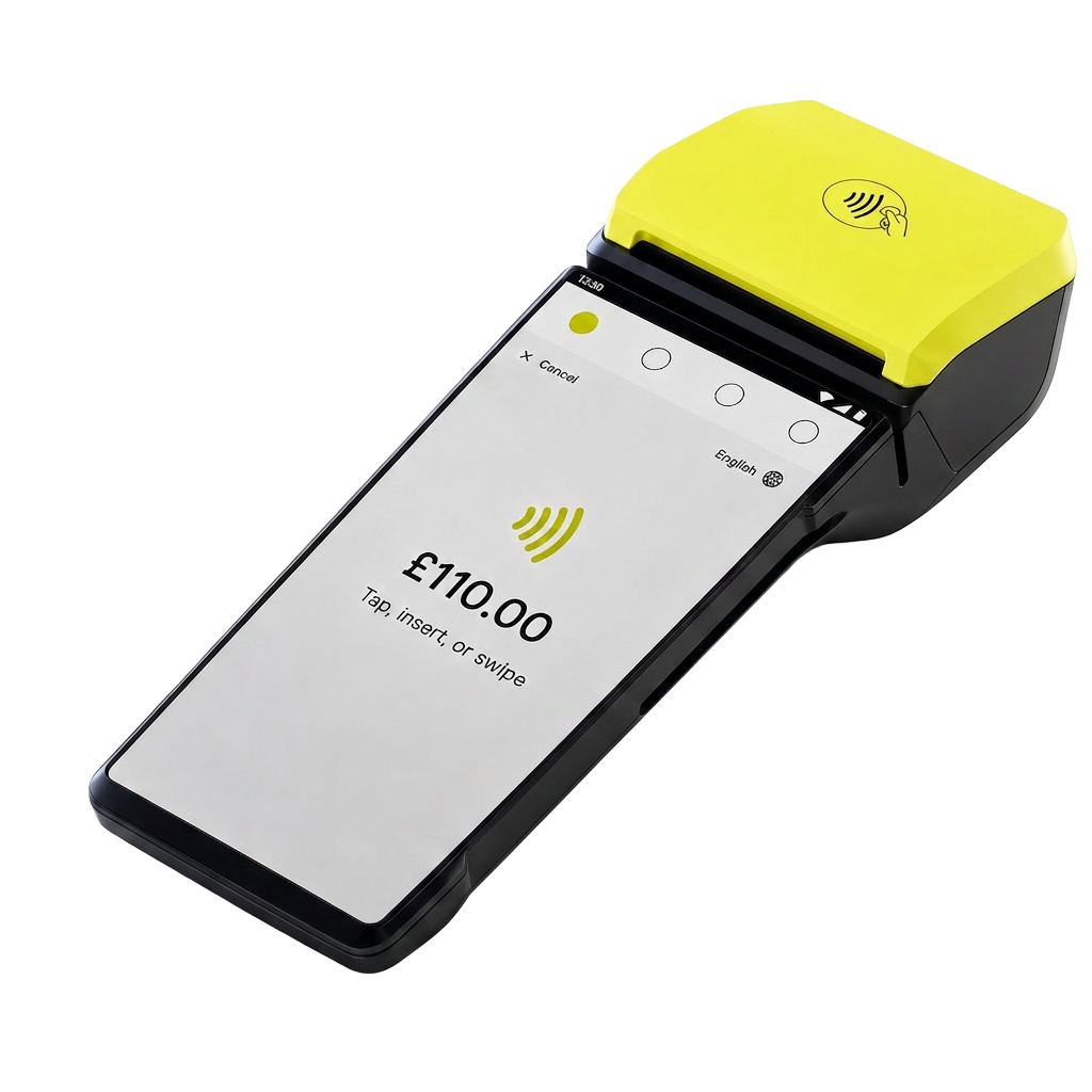 Teya smart card machine showing a £110 contactless payment
